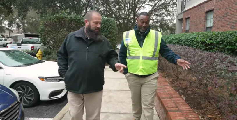 BrightView client walk landscaping